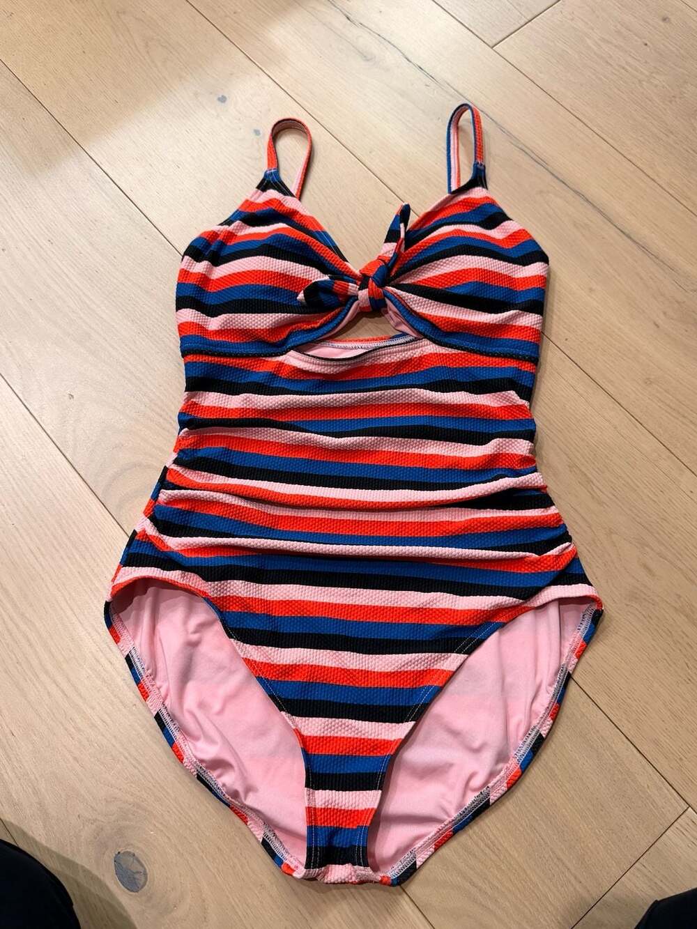 Kate Spade New York Striped Tie Front One Piece Swimsuit